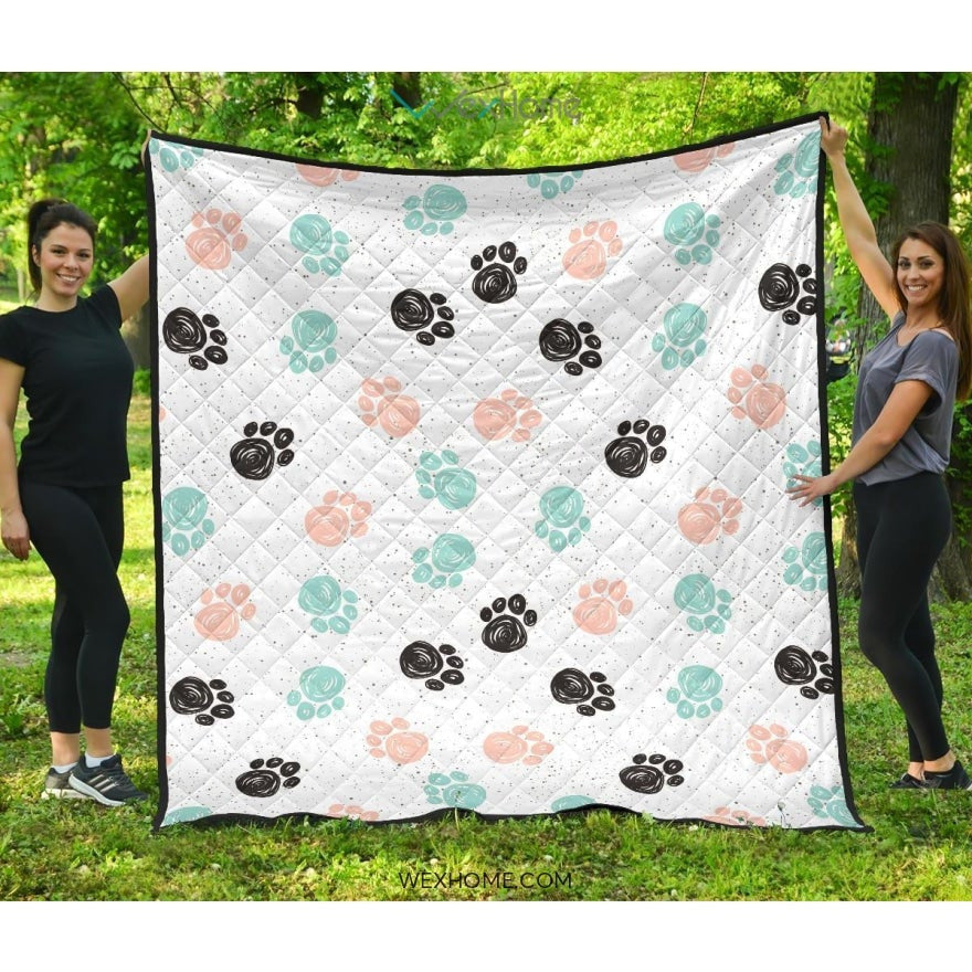 Dog Paws Pattern Print Design 04 Premium Quilt