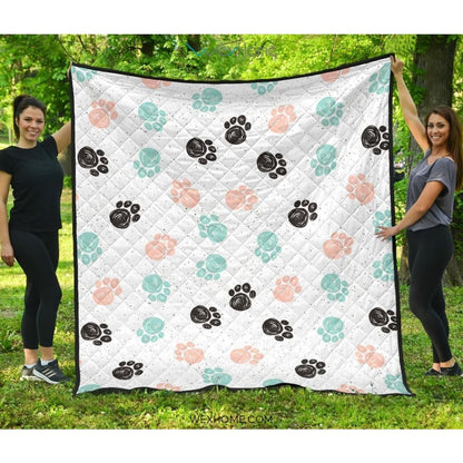 Dog Paws Pattern Print Design 04 Premium Quilt
