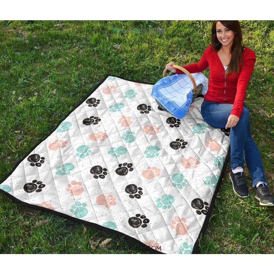 Dog Paws Pattern Print Design 04 Premium Quilt