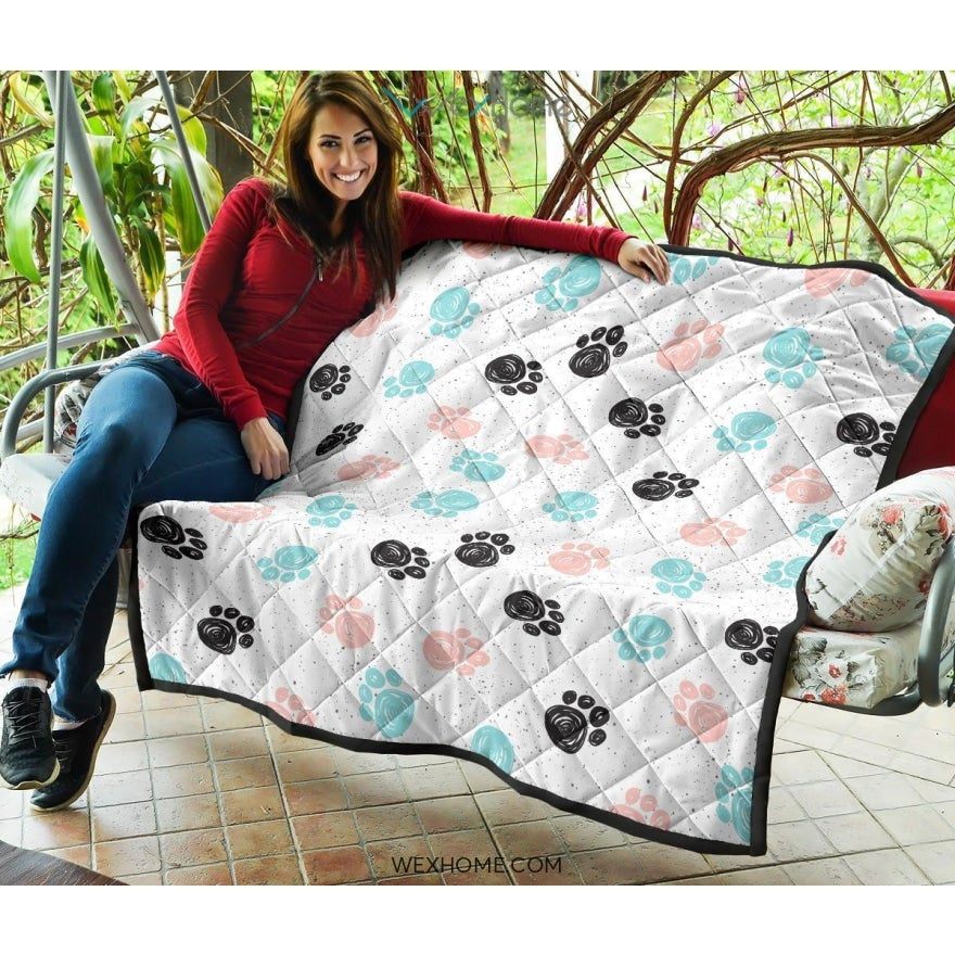 Dog Paws Pattern Print Design 04 Premium Quilt