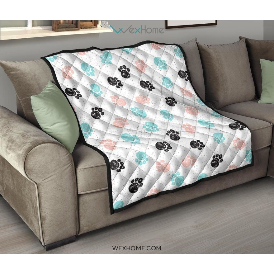 Dog Paws Pattern Print Design 04 Premium Quilt