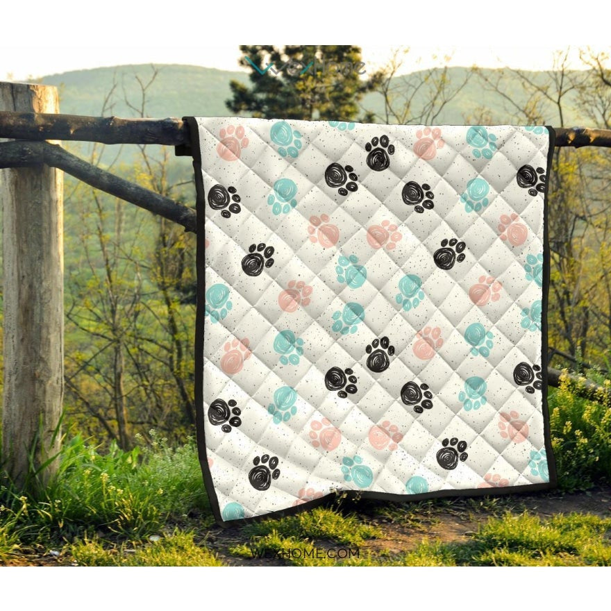 Dog Paws Pattern Print Design 04 Premium Quilt