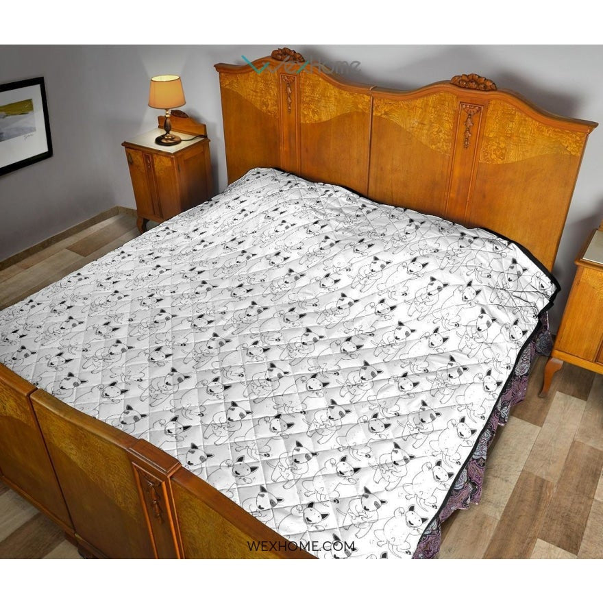 Bull Terrier Pattern Print Design 02 Premium Quilt