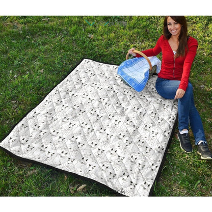 Bull Terrier Pattern Print Design 02 Premium Quilt