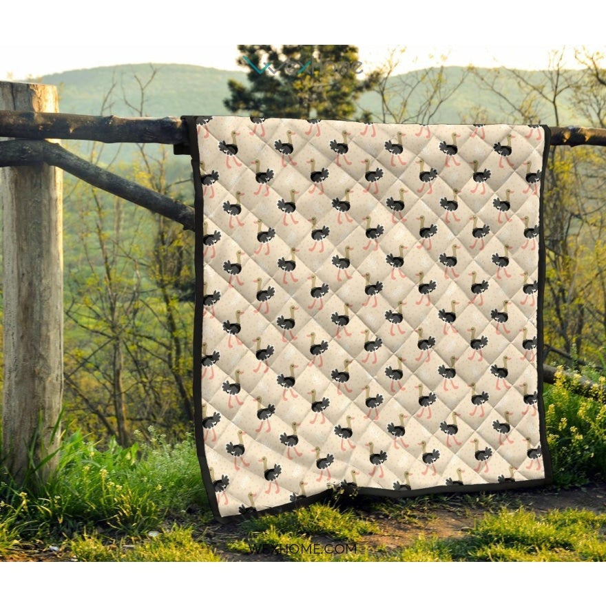 Ostrich Pattern Print Design 05 Premium Quilt