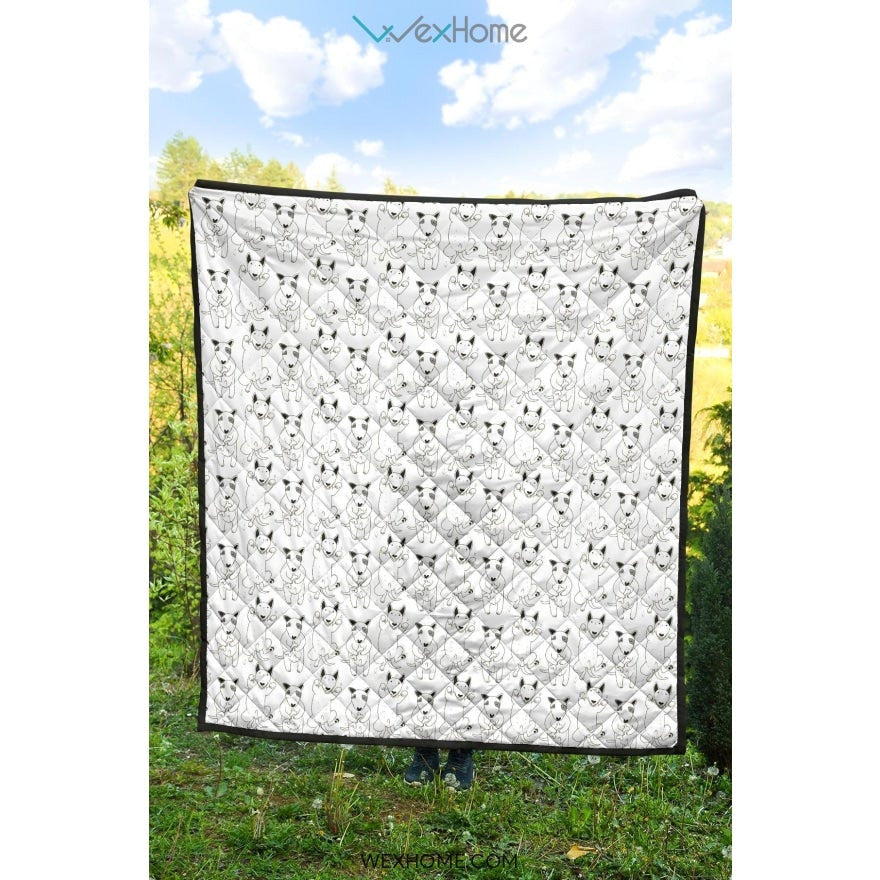 Bull Terrier Pattern Print Design 02 Premium Quilt