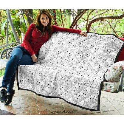 Bull Terrier Pattern Print Design 02 Premium Quilt