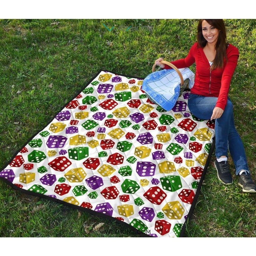 Dice Pattern Print Design 03 Premium Quilt