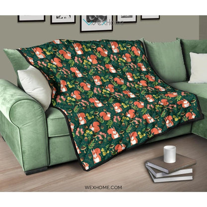 Squirrel Pattern Print Design 03 Premium Quilt