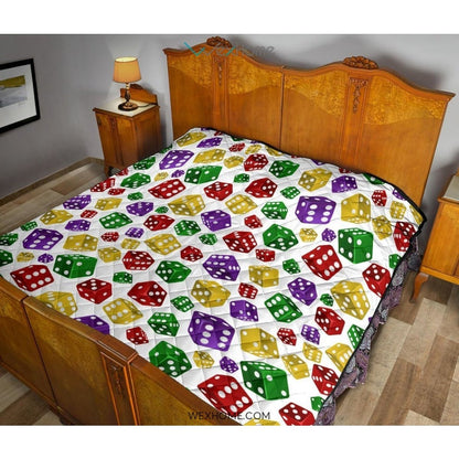 Dice Pattern Print Design 03 Premium Quilt