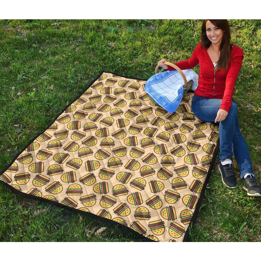 Hamburger Pattern Print Design 01 Premium Quilt
