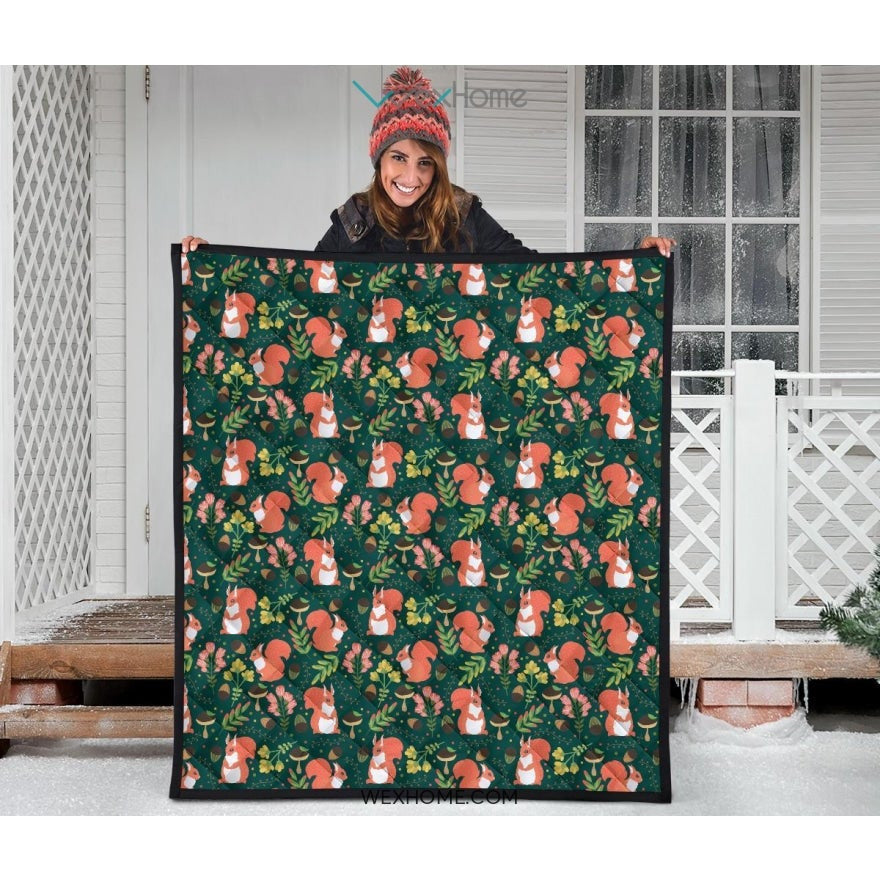 Squirrel Pattern Print Design 03 Premium Quilt