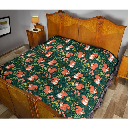 Squirrel Pattern Print Design 03 Premium Quilt