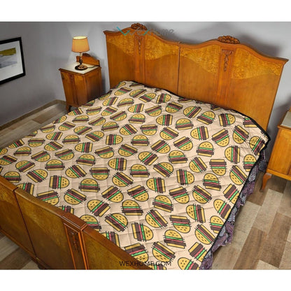 Hamburger Pattern Print Design 01 Premium Quilt