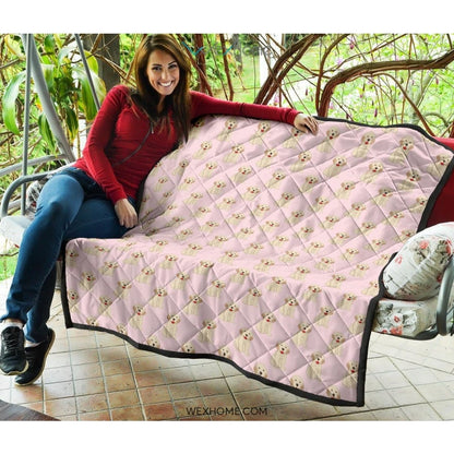 Golden Retriever Pattern Print Design 02 Premium Quilt