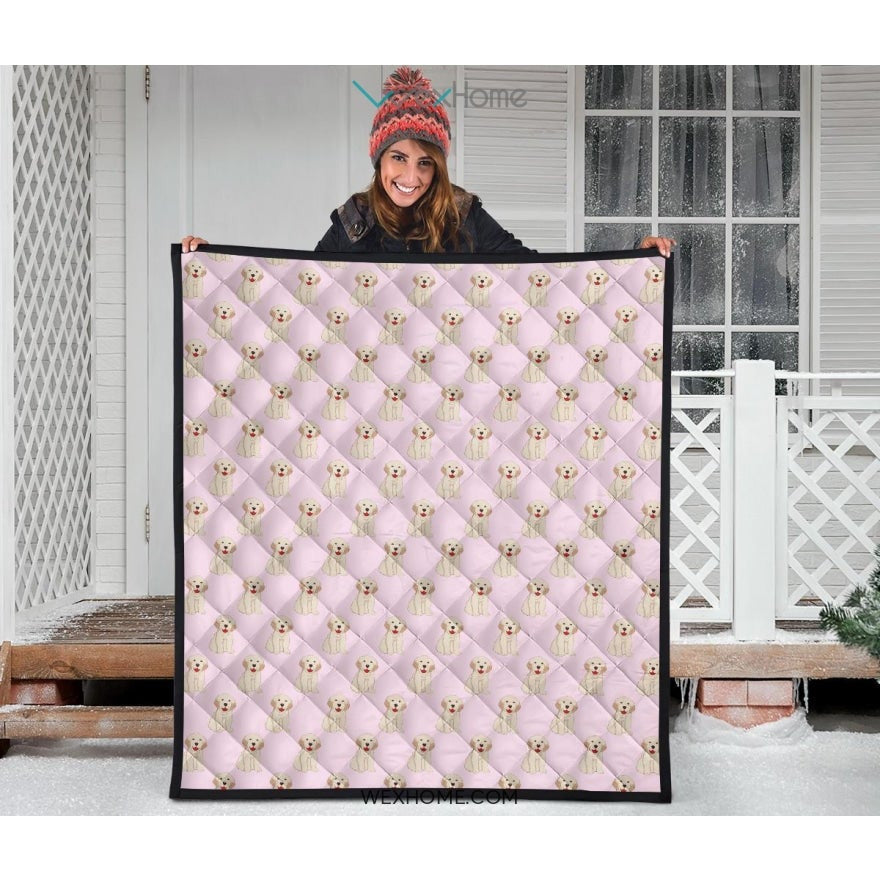 Golden Retriever Pattern Print Design 02 Premium Quilt
