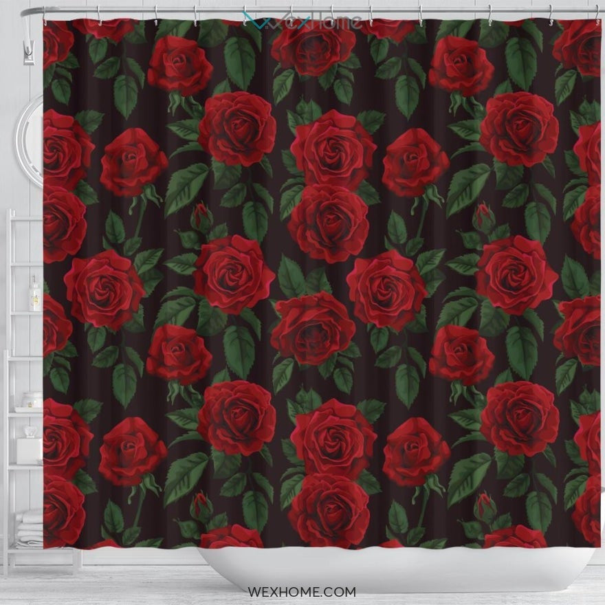 Rose Pattern Shower Curtain Great Design Best Decorate Your Home