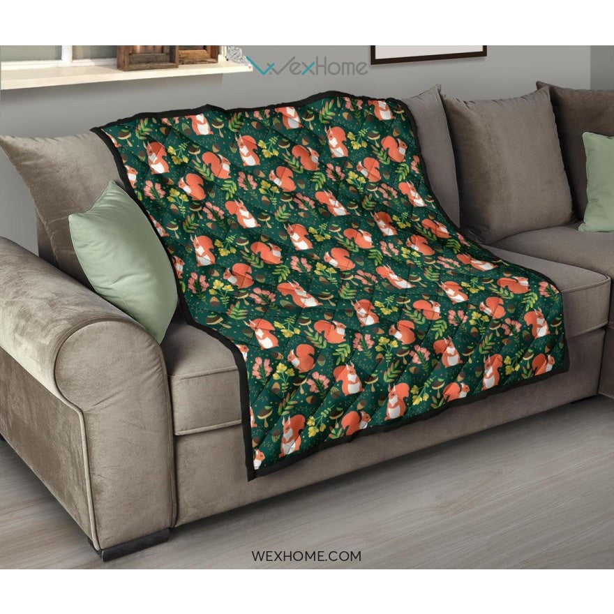 Squirrel Pattern Print Design 03 Premium Quilt