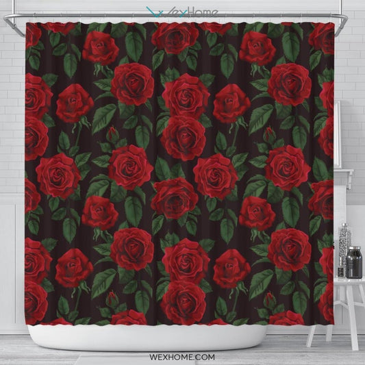Rose Pattern Shower Curtain Great Design Best Decorate Your Home