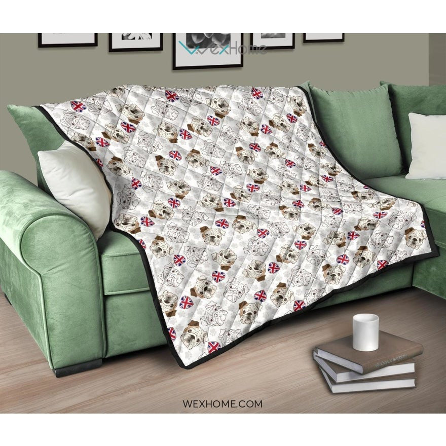 English Bulldog Pattern Print Design 01 Premium Quilt