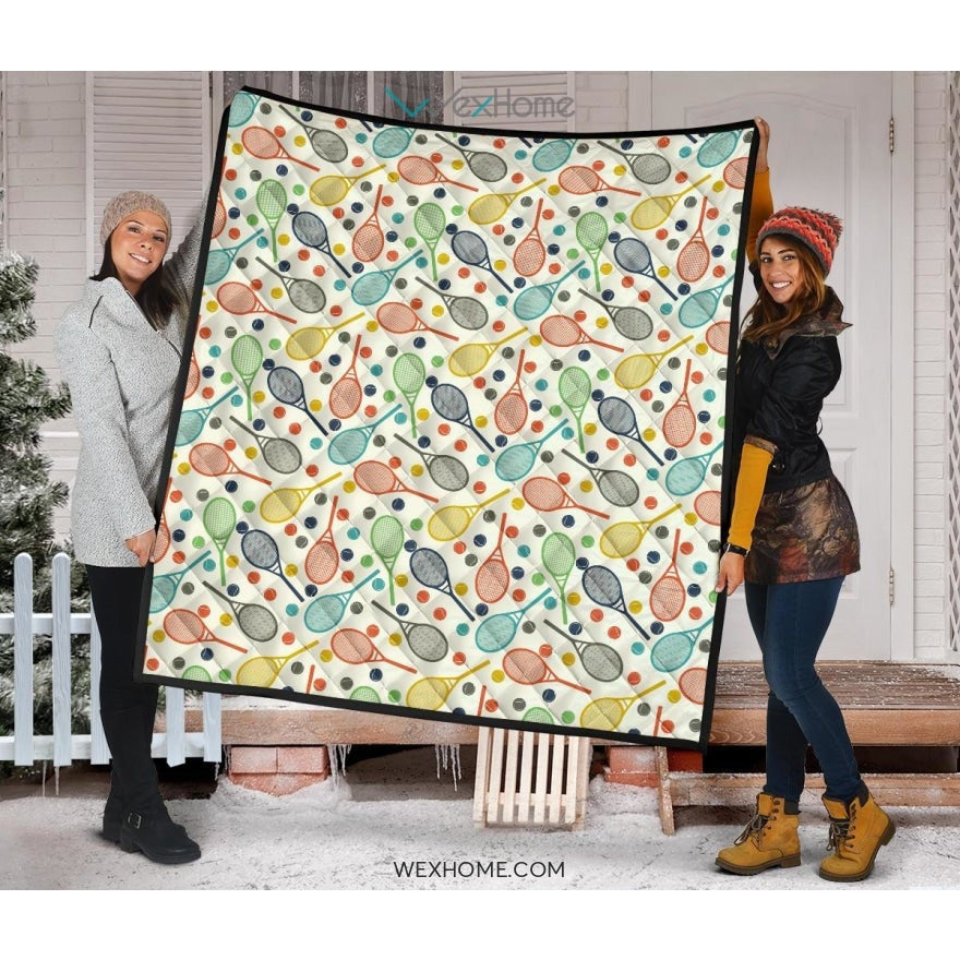 Tennis Pattern Print Design 03 Premium Quilt