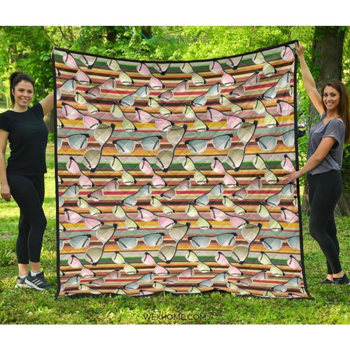 Sun Glasses Pattern Print Design 02 Premium Quilt