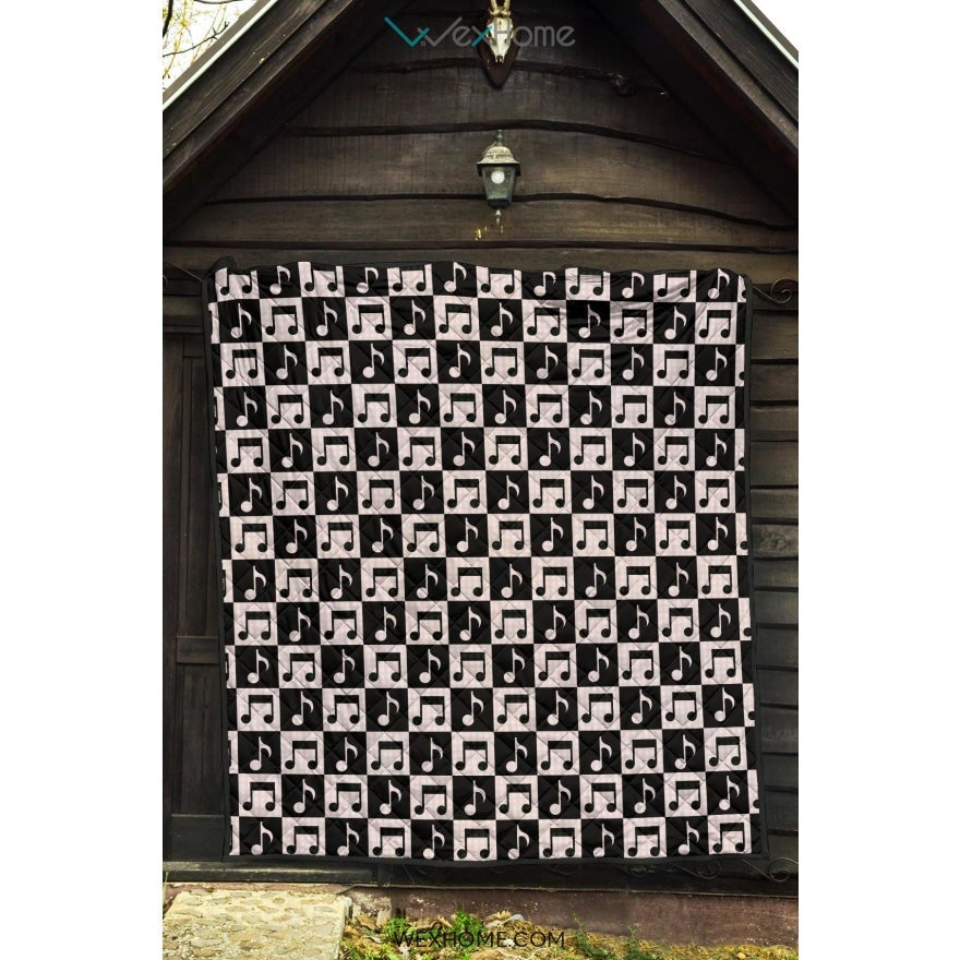 Music Notes Pattern Print Design 01 Premium Quilt