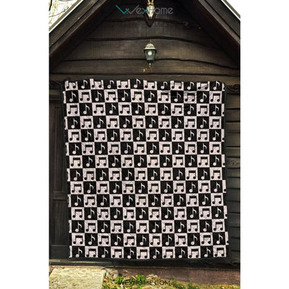 Music Notes Pattern Print Design 01 Premium Quilt