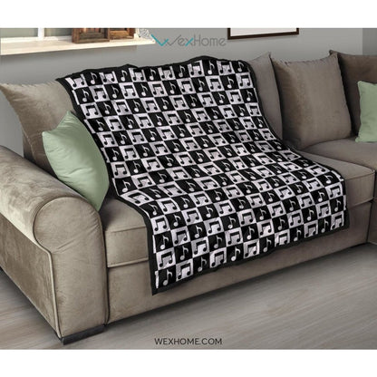 Music Notes Pattern Print Design 01 Premium Quilt
