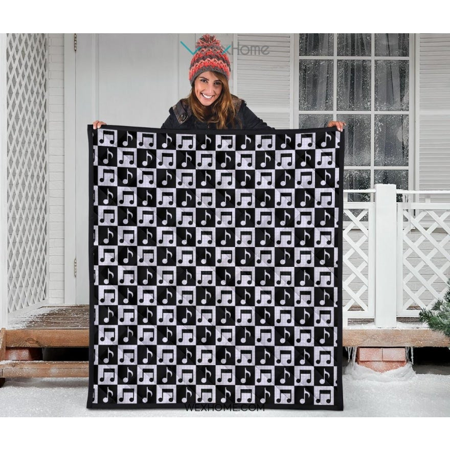Music Notes Pattern Print Design 01 Premium Quilt