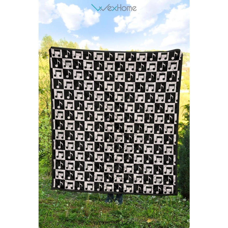 Music Notes Pattern Print Design 01 Premium Quilt