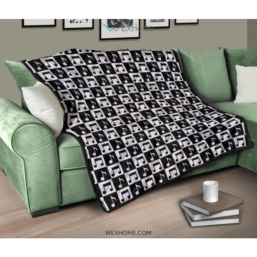 Music Notes Pattern Print Design 01 Premium Quilt