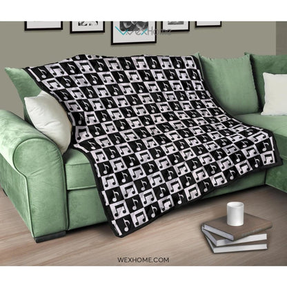 Music Notes Pattern Print Design 01 Premium Quilt