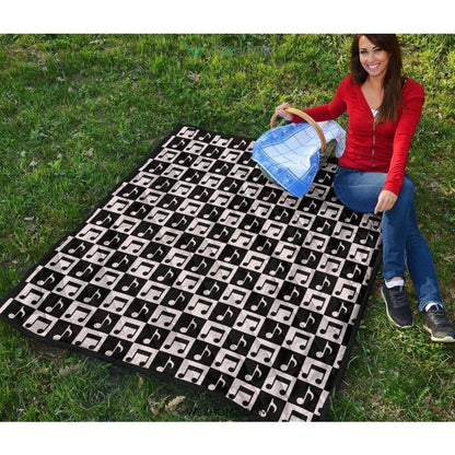 Music Notes Pattern Print Design 01 Premium Quilt