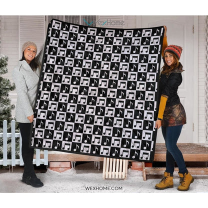 Music Notes Pattern Print Design 01 Premium Quilt