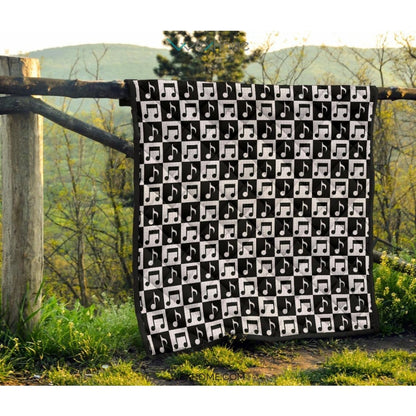 Music Notes Pattern Print Design 01 Premium Quilt