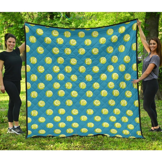Tennis Pattern Print Design 05 Premium Quilt