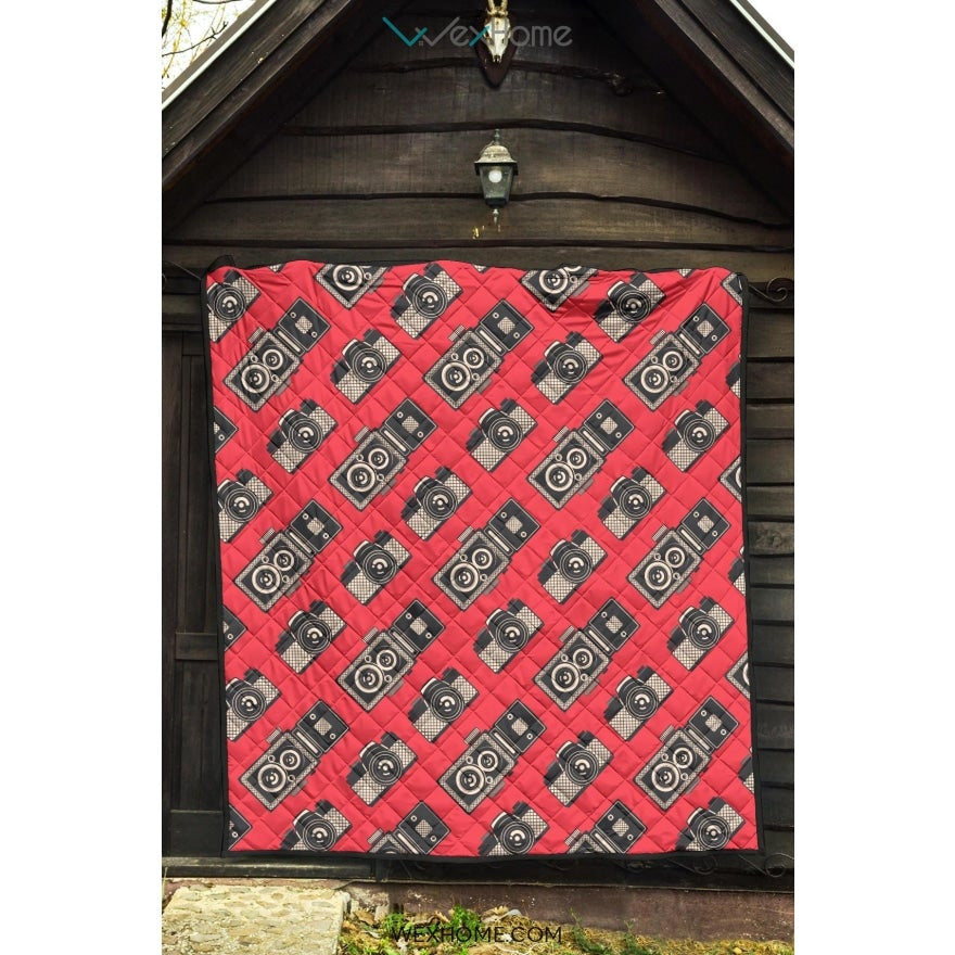Camera Pattern Print Design 05 Premium Quilt