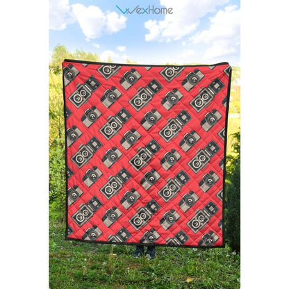Camera Pattern Print Design 05 Premium Quilt