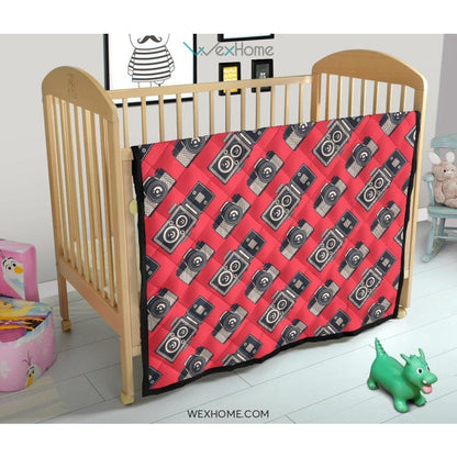 Camera Pattern Print Design 05 Premium Quilt