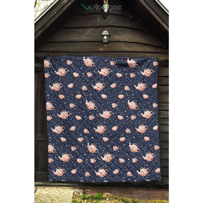 Tea pots Pattern Print Design 04 Premium Quilt
