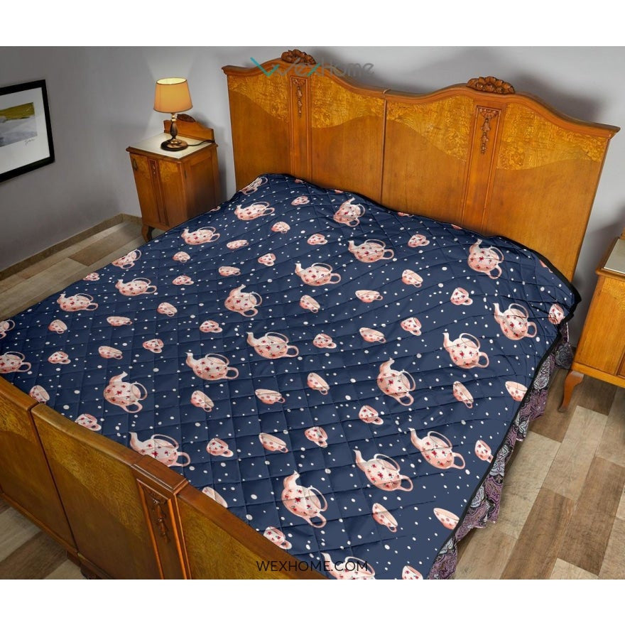 Tea pots Pattern Print Design 04 Premium Quilt