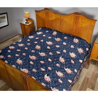 Tea pots Pattern Print Design 04 Premium Quilt