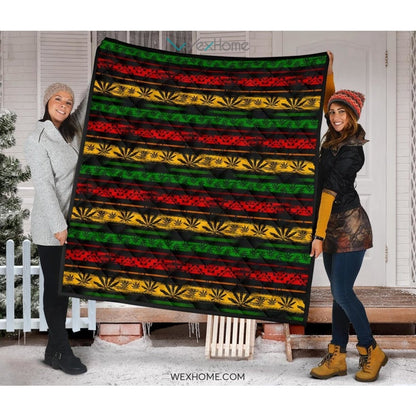 Canabis Marijuana Weed Pattern Print Design 04 Premium Quilt
