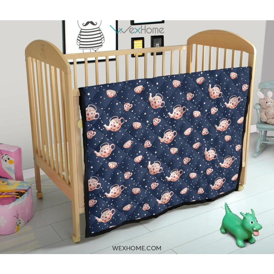 Tea pots Pattern Print Design 04 Premium Quilt
