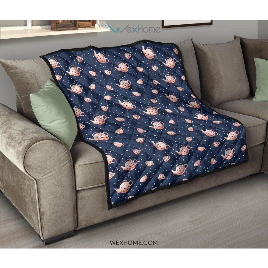 Tea pots Pattern Print Design 04 Premium Quilt