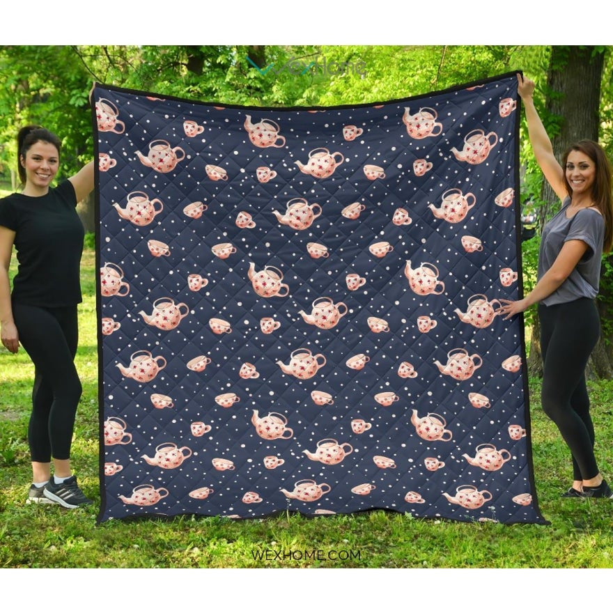 Tea pots Pattern Print Design 04 Premium Quilt