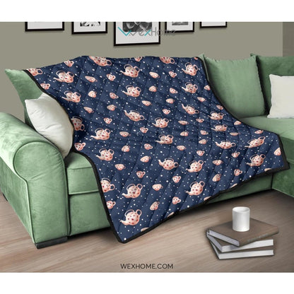 Tea pots Pattern Print Design 04 Premium Quilt