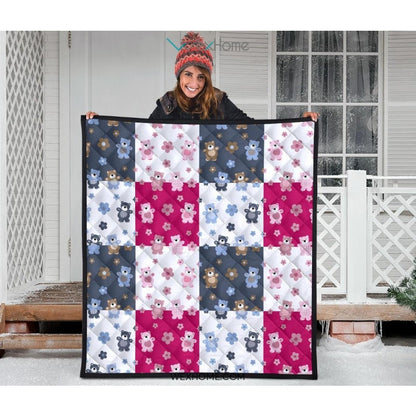 Teddy Bear Pattern Print Design 03 Premium Quilt
