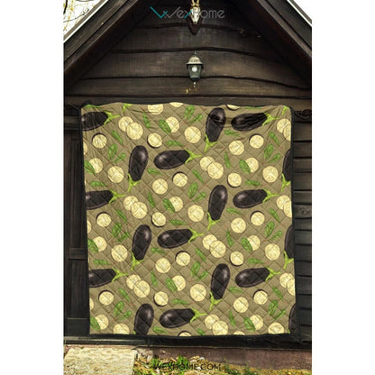 Eggplant Pattern Print Design 02 Premium Quilt